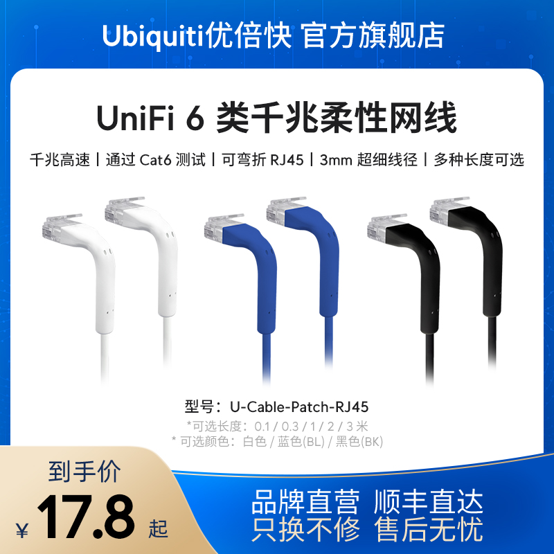 UniFi原厂品牌6类千兆高速RJ45网线/超细线径省空间/接头可弯折/POE供电/整洁/机柜理线架Ubiquiti优倍快UBNT-封面