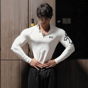 Breathedivinity美式潮牌速干健身男半拉链运动长袖T恤打底训练服