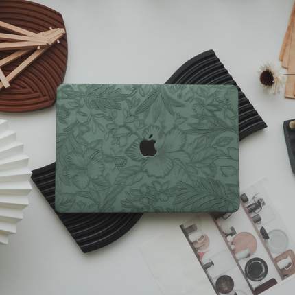 墨绿色压花2024新款苹果电脑保护套适用于macbookAir13.6保护壳笔记本air15 pro14寸m3macbookPro13寸保护壳