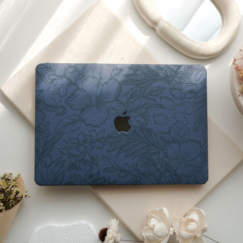 深蓝压花2024新款苹果电脑保护套适用于macbookpro13保护壳笔记本air15 pro14寸macbook16寸外壳macAir保护套