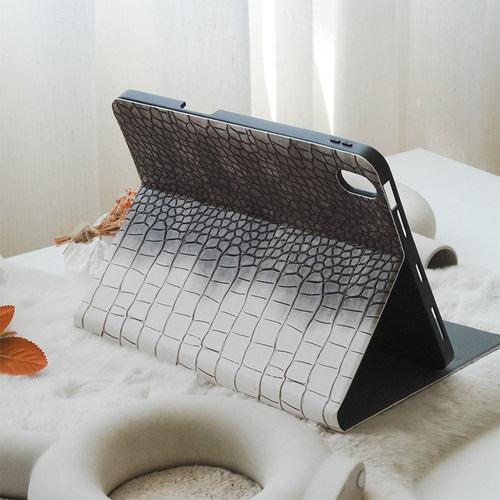 皮革渐层白平板带笔槽