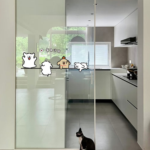 可爱有趣卡通玻璃门防撞腰线贴纸