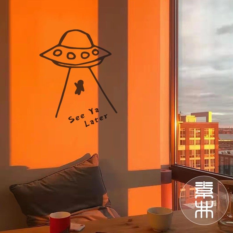 星球seeya 简约可爱创意搞怪文字卧室背景墙门头玻璃贴儿童房奶茶