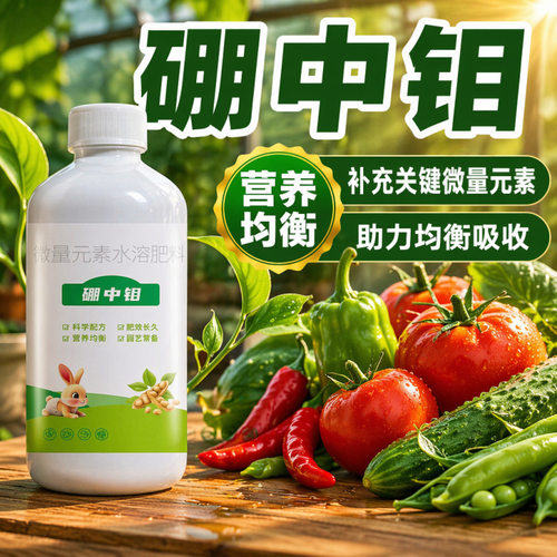 硼中钼微量元素水溶肥硼钼同补促花保果花生大豆固氮叶面肥通用