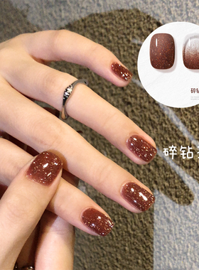 琥珀系列显白红色碎钻茶咖甲油胶秋冬咖啡棕色流行色美甲店专用胶
