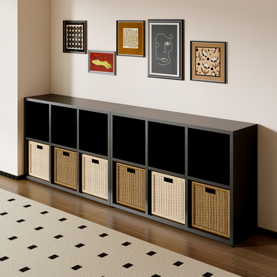 钢制格子柜黑色八格柜幼儿园书柜