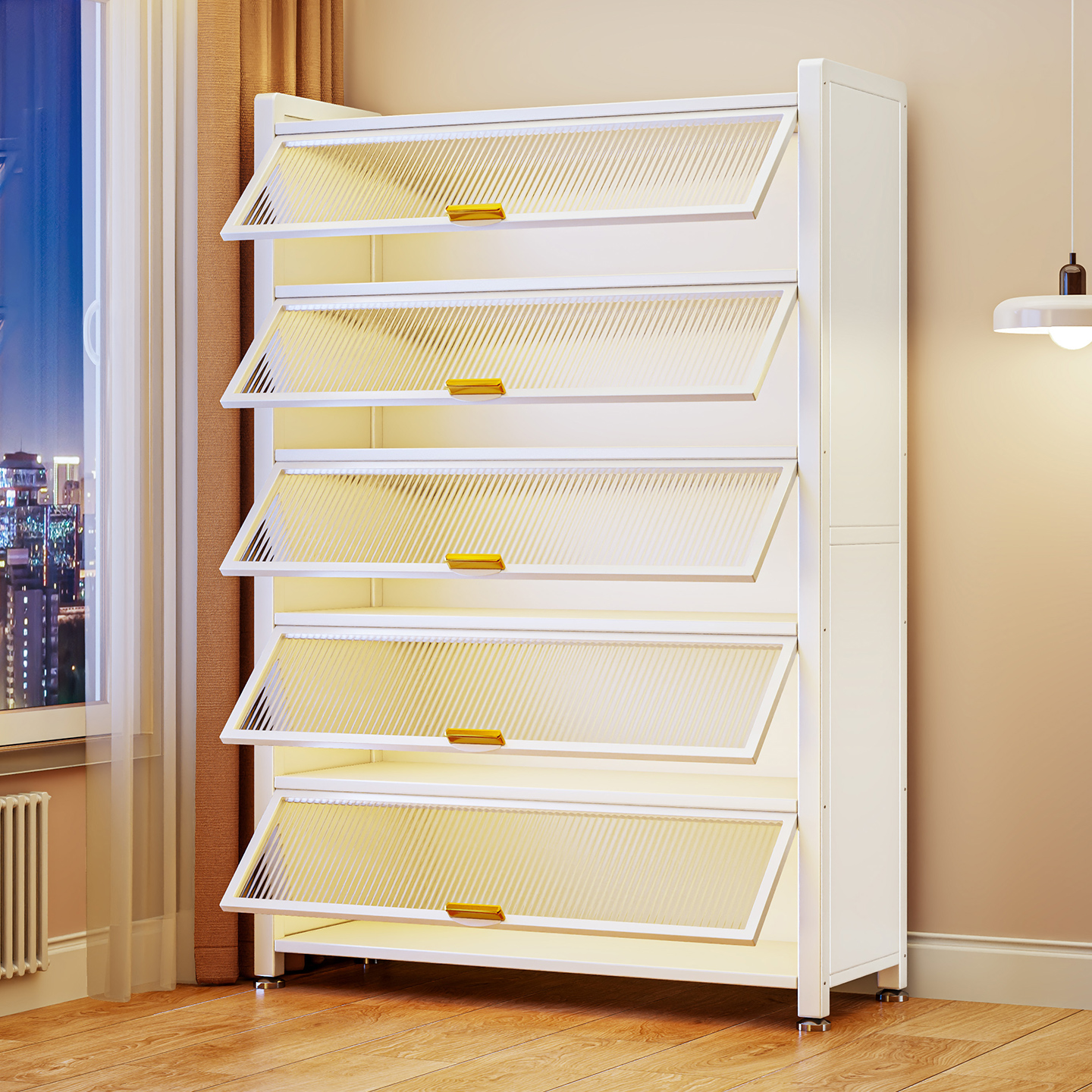 钢制书柜带门儿童书架一体靠墙防尘储物展柜落地多层置物架收纳柜