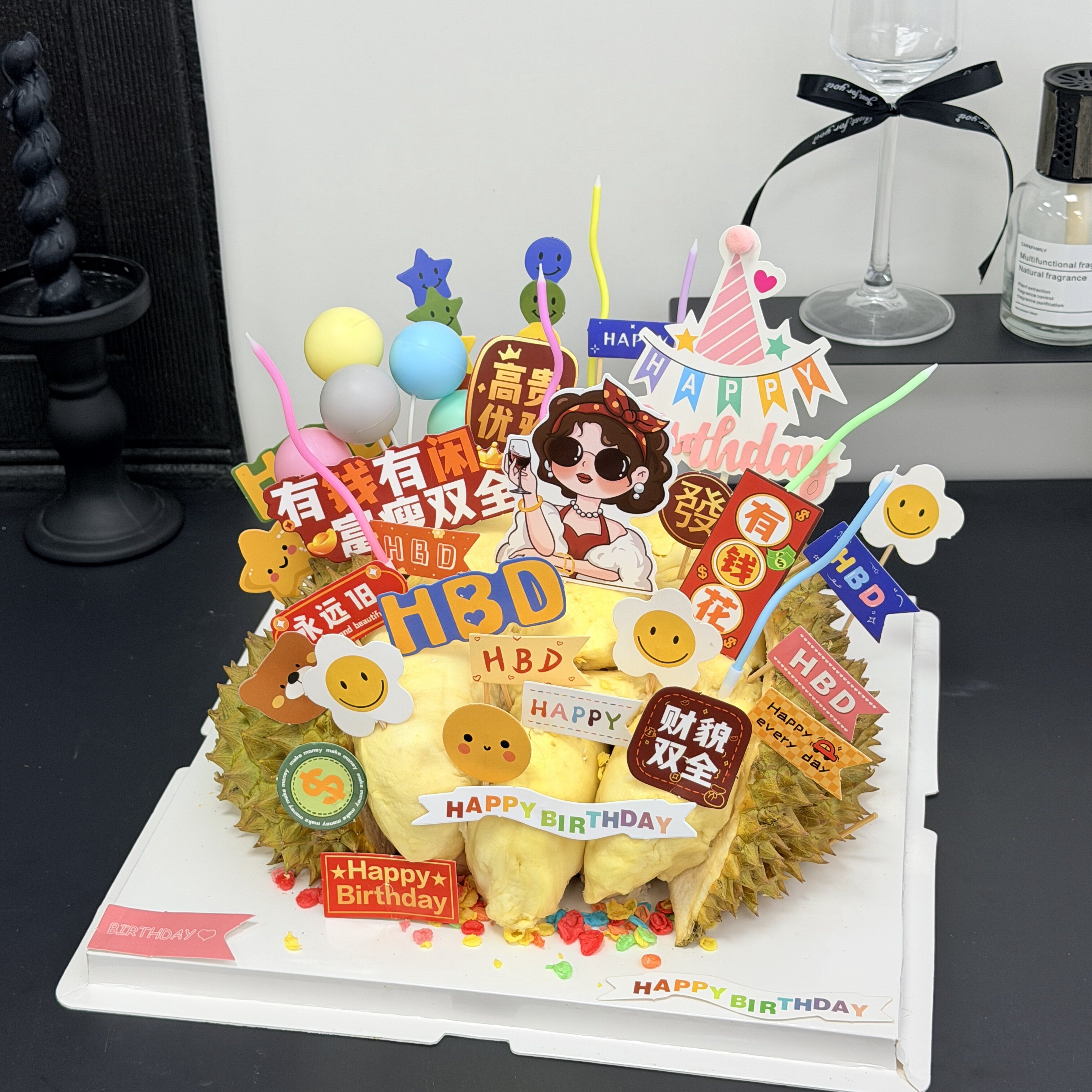榴莲生日蛋糕diy材料装饰摆件