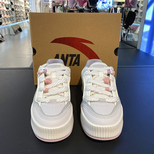 安踏慕斯板鞋女厚底增高面包鞋秋新款9百搭休闲运动鞋子122548035