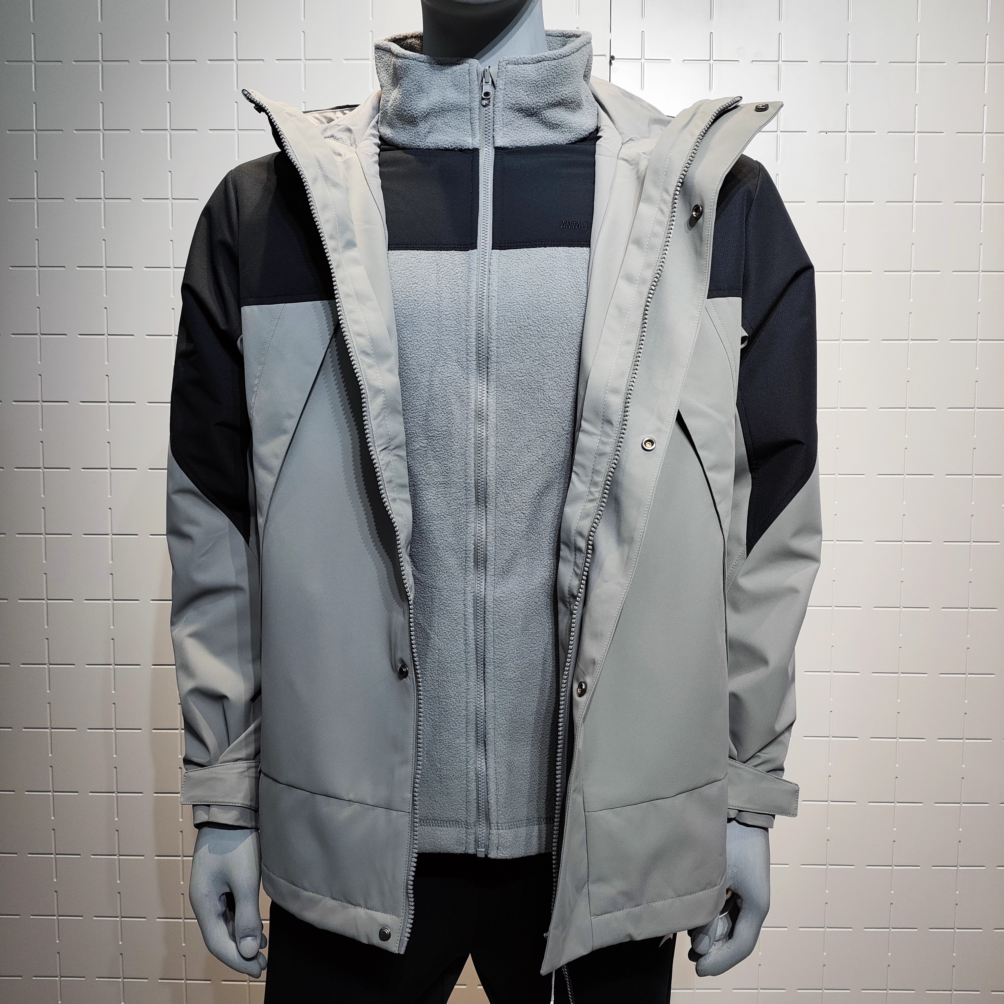 安踏冲锋衣两件套男加绒梭织外套防泼水7冬季新款运动服152546605