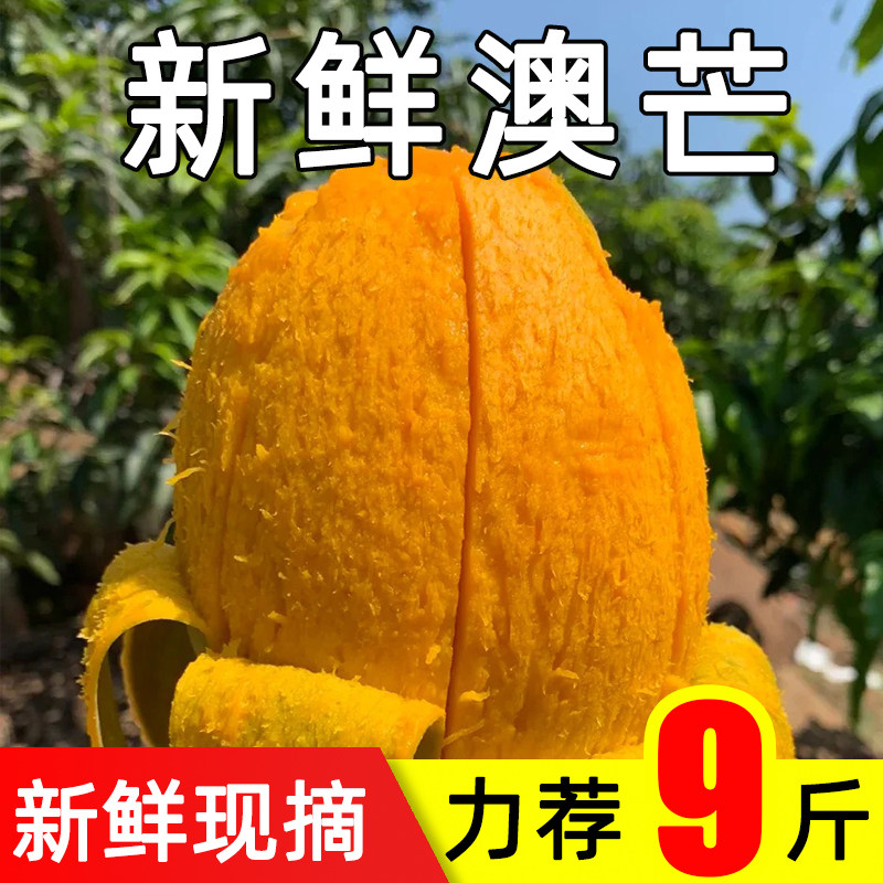 黄金澳芒新鲜特大芒果当季热带水果青皮甜心芒苹果芒现摘9斤整箱