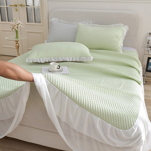 A类凉感冰豆豆凉席三件套床裙款可机洗夏季冰丝席床垫空调软席子