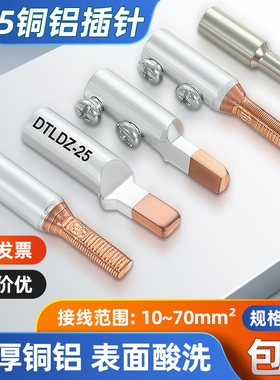 C45铜铝插针线鼻子空开断路器接头过渡连接线端子16平方压线铜鼻