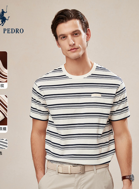 保罗彼得2025夏新男短袖T恤圆领条纹宽松上衣专柜同款NAEB65791