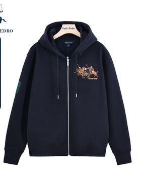 保罗彼得专柜款秋女卫衣加绒连帽刺绣拉链休闲短外套NACD48170