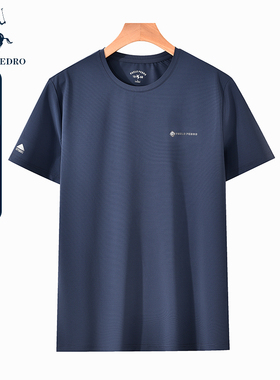 保罗彼得夏季新款休闲短袖T恤男爽滑弹力圆领宽松上衣CUDB42951