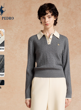 保罗彼得2025秋冬新款针织衫女翻领气质简约保暖毛衣LLECZ00821