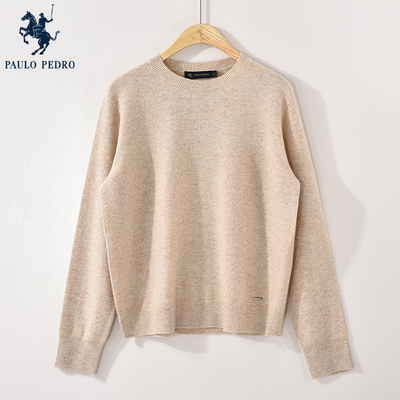 保罗彼得春秋新款女长袖针织衫羊绒衫宽松纯色圆领毛衣SLDC34821