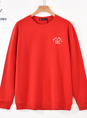 保罗彼得春秋装新年红色男士休闲长袖卫衣宽松圆领上衣TBDC49450