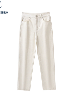 保罗彼得2025年新款女牛仔裤白色气质显瘦直筒百搭长裤BLECN00280