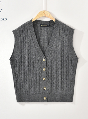 保罗彼得春秋新款女士绵羊毛马甲时尚针织背心小外套MLDC49340