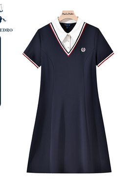 保罗彼得夏季新款女休闲POLO裙气质中长款连衣裙刺绣BWDB42450