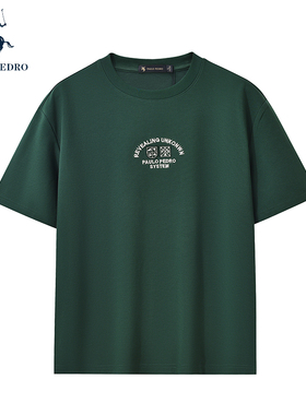 TEEB65760 保罗彼得2025夏新男短袖T恤圆领英文刺绣上衣专柜同款