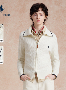保罗彼得2025秋冬新款女针织衫翻领保暖短外套开衫毛衣JAECZ00030