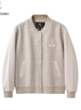 保罗彼得2025秋冬新款女短外套休闲宽松百搭羊毛棒球服TBECU00040