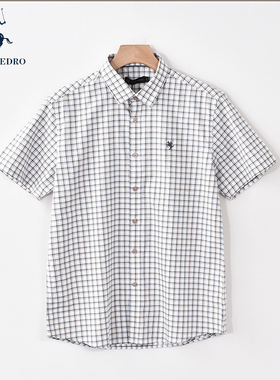 保罗彼得2025夏季新男式休闲短袖衬衫专柜同款格子舒适COEB52761