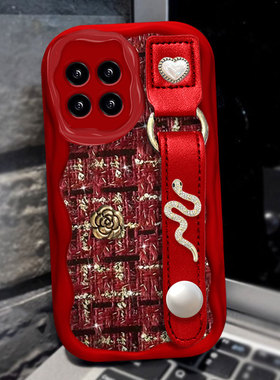 2025蛇年新年款适用小米14手机壳针织Civi3小香风Note9 结婚13+过年13x红色10布艺11 外壳12春节14名媛k50