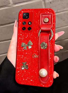 2026马年红色新款腕带适用Redmi红米Note11 5G手机壳名媛13 软K80过年14+秋冬11+全包12C防摔11A结婚10 喜庆