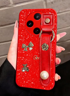 2026马年红色新款腕带适用vivoX300手机壳高级感X200ultra春节X50冬天9S+过年X30新品VIVOX70名媛X200mini