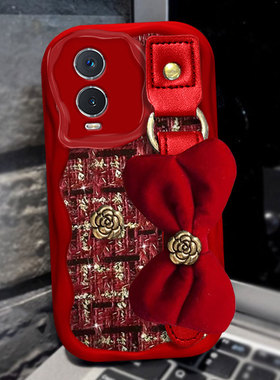 红色新年本命年针织小香风适用VIVOY76S手机壳新品Z5喜庆vivoY200外壳X90结婚S9蛇年s12过年y52s布艺S16