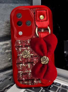 红色新年本命年针织小香风适用vivoS18手机壳喜庆S19结婚V27蛇年Y200GT网红S19外壳S9e/2025年Y200i过年S15