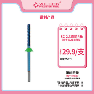 WILSON惠而顺SC系列2.3mm直筒R角钨钢磨头延长甲甲片修台阶卸甲