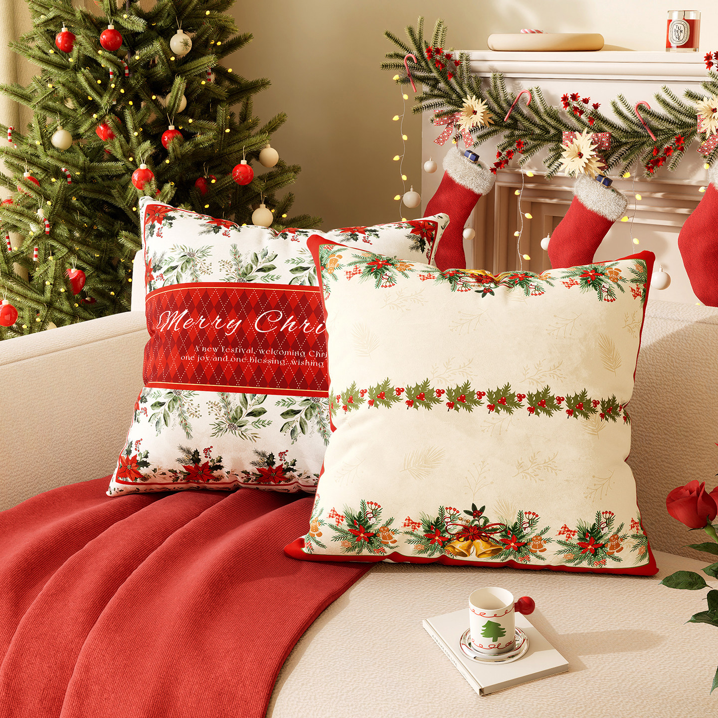 圣诞节喜庆抱枕客厅沙发靠垫