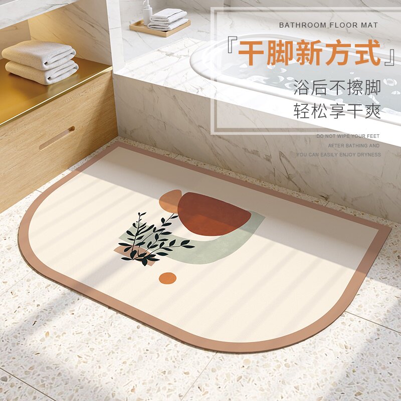 浴室地垫软硅藻泥门口防滑防摔强吸水速干洗澡淋浴卫生间厕所半圆