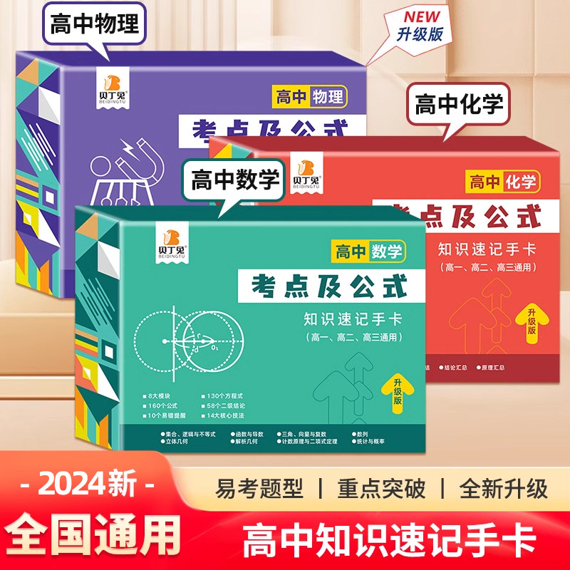 高中数理化考点及公式速记手卡图片