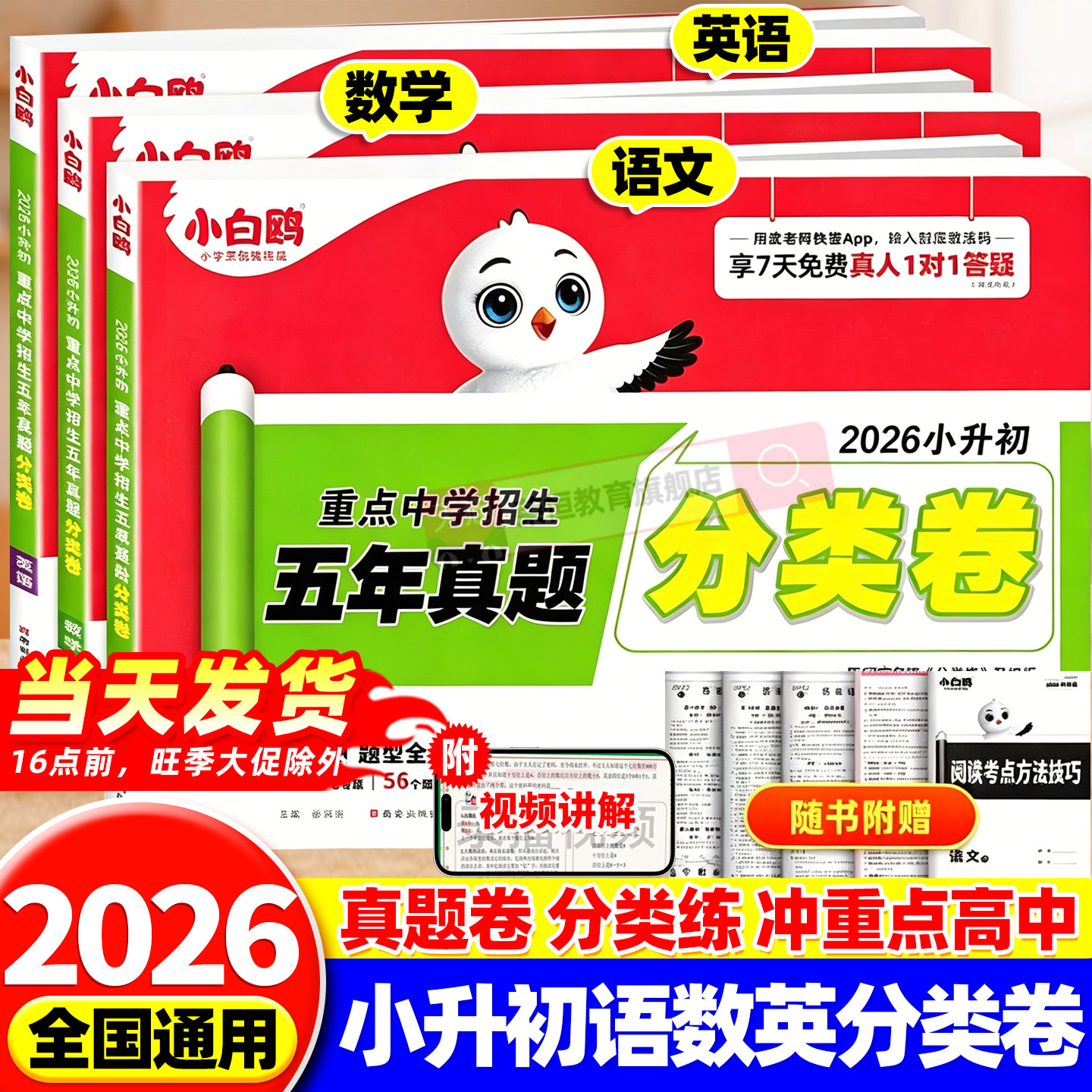 小升初分类卷真题卷2026新版小白鸥语文数学英语小考毕业总复习冲刺招生考试卷小白鸽五升六年级陕西重庆广东等地练万唯中考旗舰店