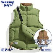 加厚保暖羽绒无袖 WASSUP JALYN潮牌双面穿马甲男女情侣秋冬季 棉服