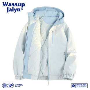 WASSUP 拼色蓬松棉袄减龄保暖面包服 JALYN情侣撞色连帽棉服秋冬季