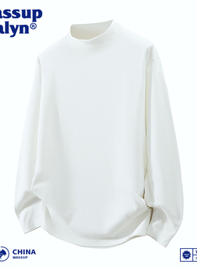 WASSUP JALYN 半高领德绒长袖T恤男士美式潮流秋冬重磅内搭打底衫