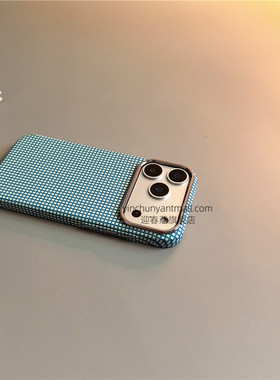 蓝色格子磁吸适用苹果17手机壳磨砂16Pro硬壳15pro简约16高级感iPhone15防摔14新款17air全包16promax男女