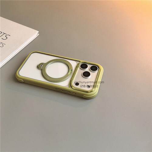 抹绿磁吸支架适用苹果17手机壳透明16Pro硬壳15pro简约16高级感iPhone15防摔14新款17Pro全包16promax男女13