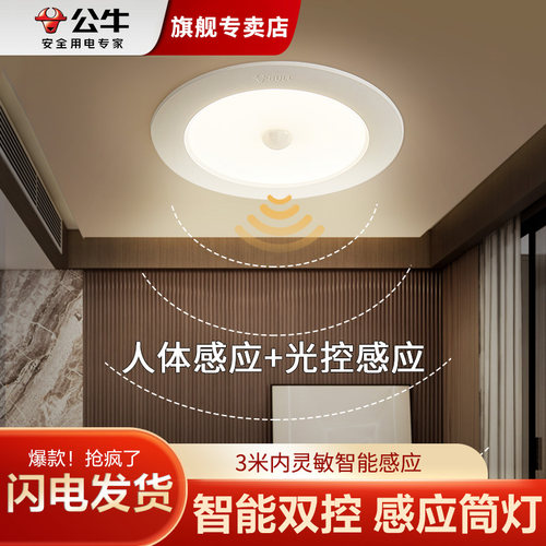 公牛人体感应嵌入式led天花射灯