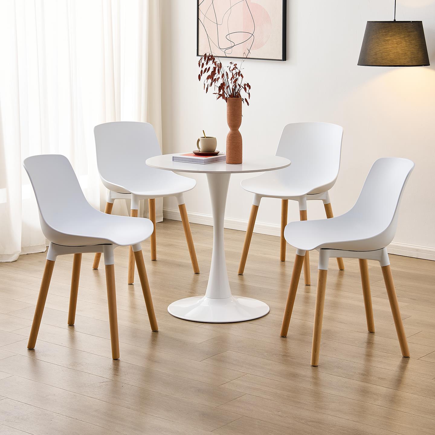 北欧商务接待洽谈桌椅组合办公室美容院展厅休息区白色休闲小圆桌