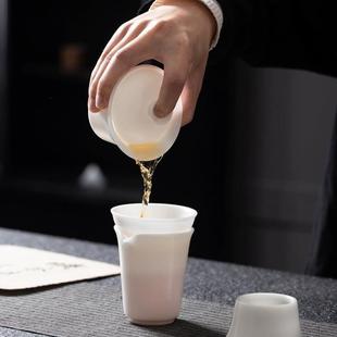 素烧冰种羊脂玉白瓷三才盖碗单个陶瓷敬茶碗薄胎家用不烫手泡茶碗