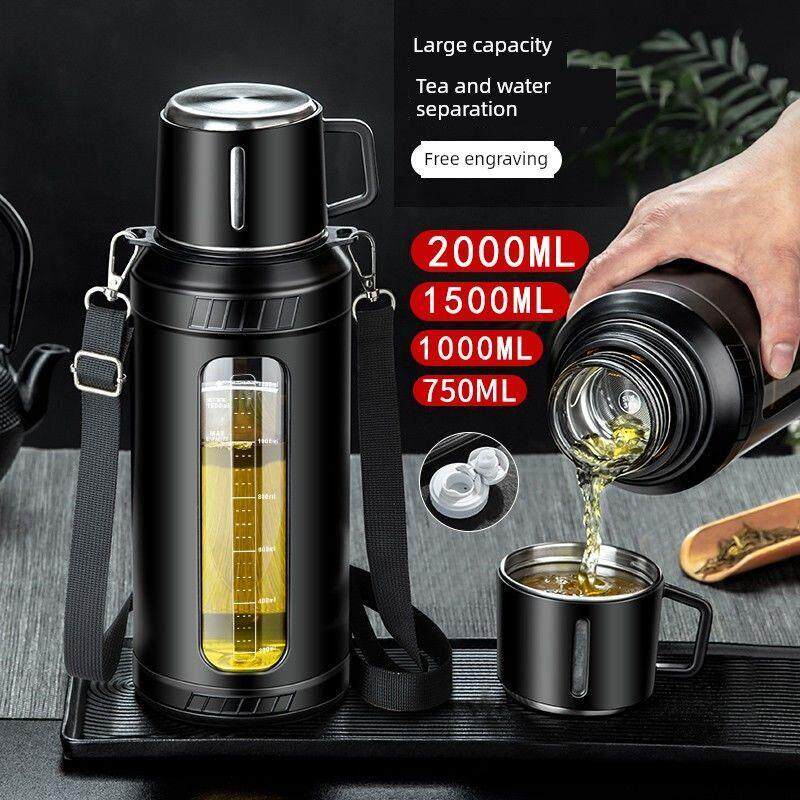 保温杯大容量1000ml便携男款双层玻璃内胆隔热防摔高颜值高档高级