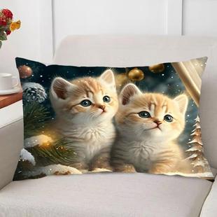 可爱猫咪卧室床头靠枕套十字绣自己绣沙发抱枕打发时间线绣宠物猫